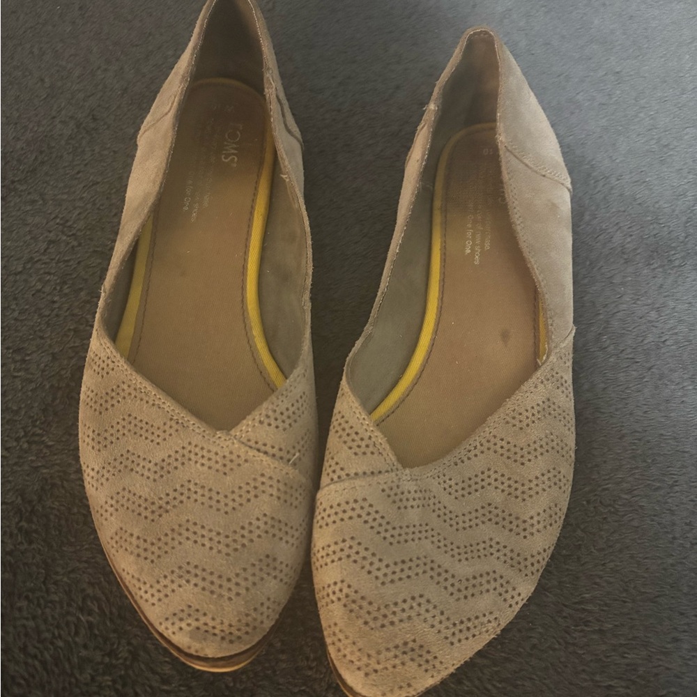 Toms Taupe Flats with Chevron Pattern